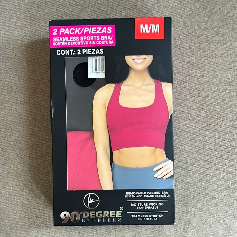 90 Degree By Reflex Fuchsia Sports Bra 2-Pack